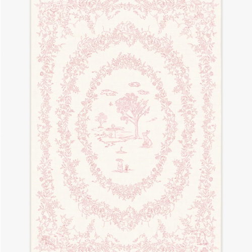 Bashful Bunny Toile Pink Rug | Ruggable US