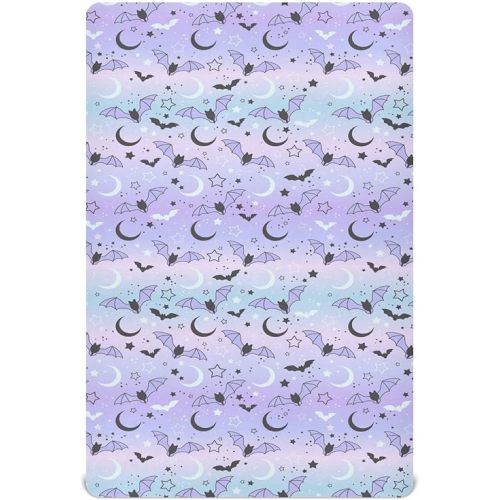 Fitted Crib Sheets for Boys Girls, Bats on The Starry Sky Soft Breathable Mattress Cover for Standard Crib & Toddler Bed Mattress, 52 * 28 in.