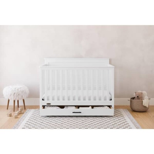Tristan White 5-in-1 Convertible Crib with Drawer