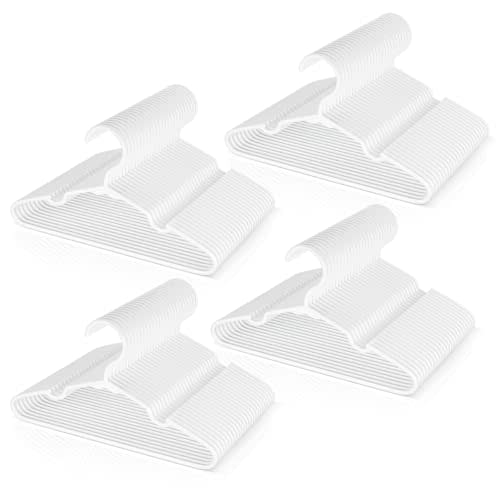 VTRIN Baby Hangers 100 Pack Kids Plastic Hangers for Closet Space Saving Toddler Hanger for Child Infant Clothing Coats Shirts Pants White