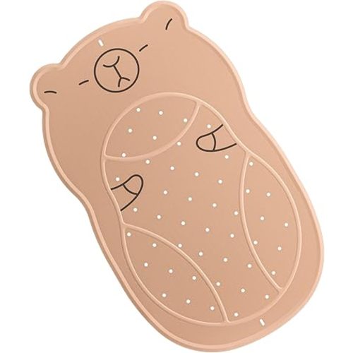 Tapis de bain antidérapant en caoutchouc pour bébé - Motif dessin animé Capybara - Tapis de bain pour tout-petits et enfants - 76 x 45 cm - Marron