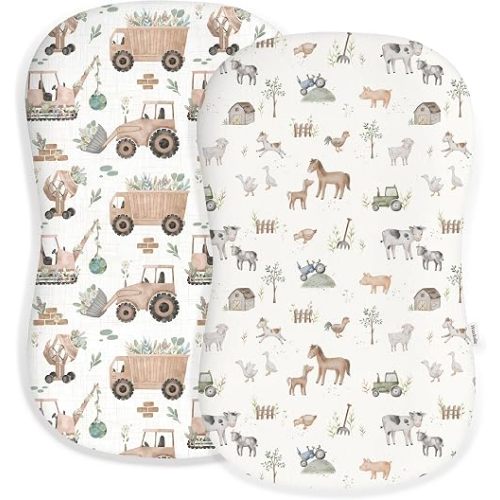 Baby Lounger Cover 2 Pack, Infant Lounger Cover, Little Farm