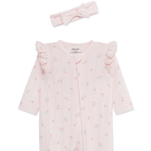 Dainty Roses Cotton Pointelle Footie & Headband Set (Nordstrom Exclusive) - Newborn