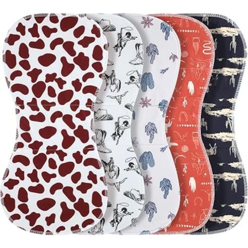 5 Pcs Western Baby Burp Cloths Vintage Burp Rags