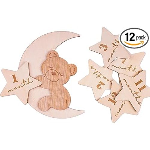 Daisy 3D Baby Monthly Milestone, Wooden Baby Milestone Signs, Monthly Milestone Wood Discs, Baby Milestone Discs (A23)