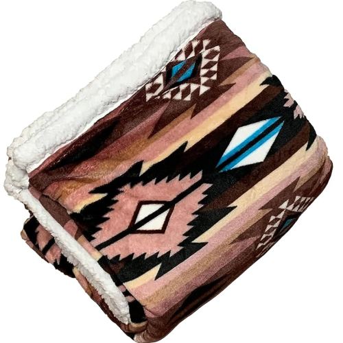 Ultra Soft Sherpa Fleece Throw Blanket | Cozy, Plush Baby Blanket for Kids | Reversible with Aztec Prints | Washable | Wide Size for Extra for Warmth & Comfort | Cute, Brown Aztec