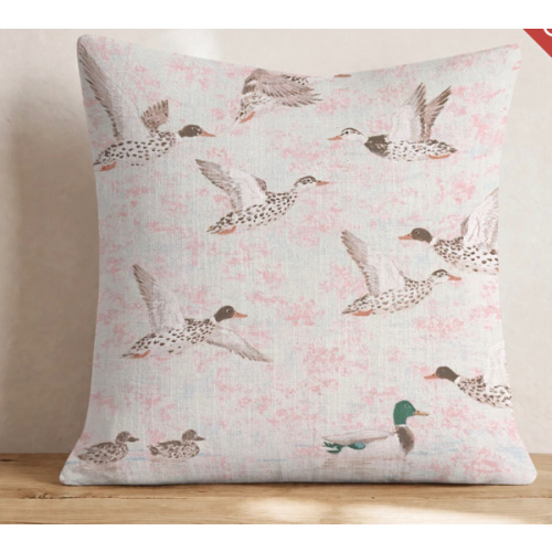 Mallards in Pink Throw Pillow - Hillcroft Home