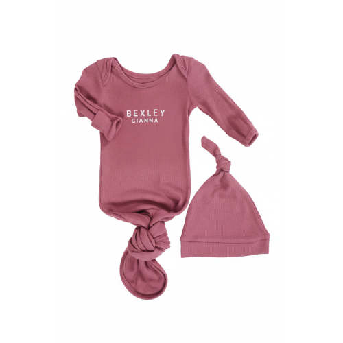 Girl Personalized Bamboo Newborn Baby Knot Gown & Hat