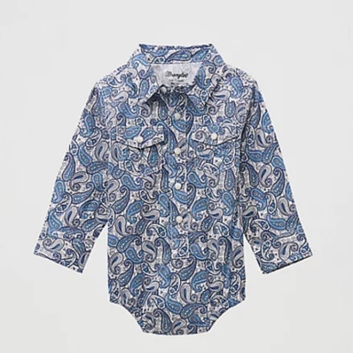 Baby Boy's Long Sleeve Western Snap Bodysuit | NEW | Wrangler®