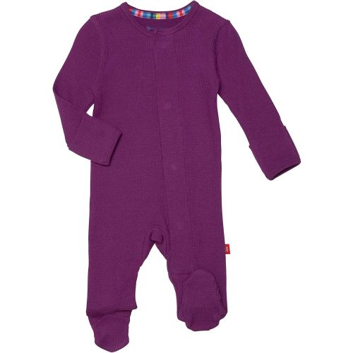 Magnetic Me Girls Modal Magnetic Baby Footie Pajamas | Silky Soft Modal Fabric | Elderberry | 0-3 Months