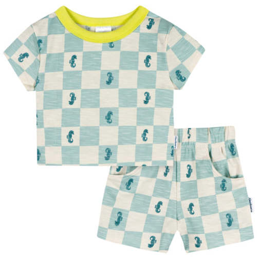 2-Piece Baby & Toddler Boys Teal Seahorse T-Shirt and Shorts Set