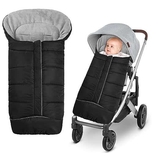 mopfay Universal Winter Warm Stroller Footmuff,Baby Stroller Bunting Bags with Adjustable Drawstring Hood,Waterproof/Windproof Soft Fleece Lined Stroller Sleeping Bag for Strollers,Pushchairs,Prams