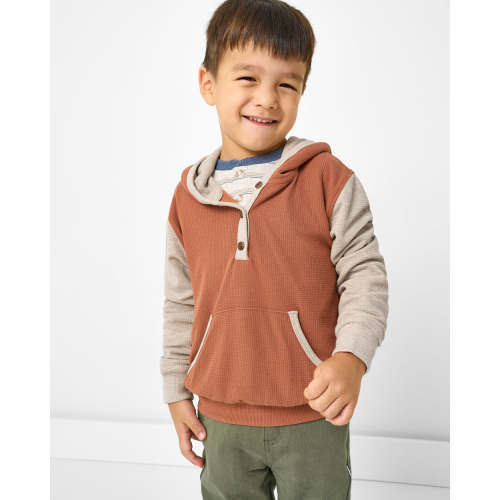 Autumn Spice Waffle Henley Hoodie | Little Sleepies