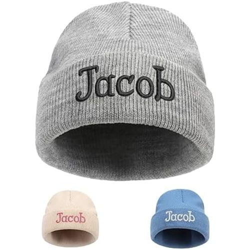 Custom Beanie Hats for Baby Girls Boys - Personalized Embroidered Beanies with Name for Infants Toddlers Adults