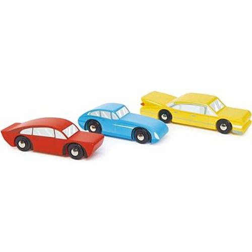 Tender Leaf Toys - Retro Cars - Three Vintage Solid Wood Super Car Set Made with Premium Quality Materials - Encourages Imaginative Roleplay and Develops Fine Motor Skills for Children 3+