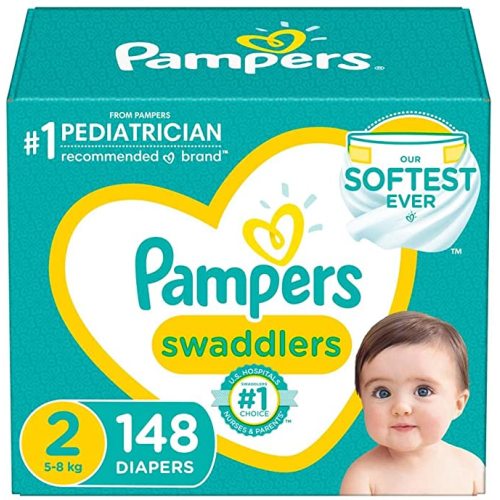 Diapers Size 2, 148 Count - Pampers Swaddlers Disposable Baby Diapers, Enormous Pack (Packaging May Vary) - Size 2 (Pack of 148)
