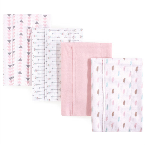 Luvable Friends Cotton Flannel Burp Cloths, Girl Feathers