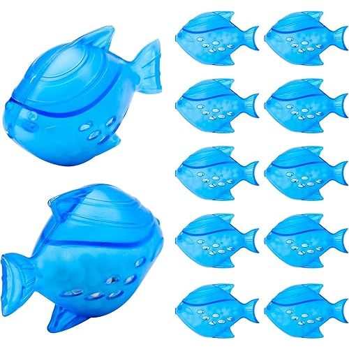 Funmit 12 Pack Universal Humidifier Cleaner Fish Compatible with Almost All Humidifiers and Fish Tanks, Purifies Water, Prevents Hard Water Build-Up, Reduces Scale, Blue