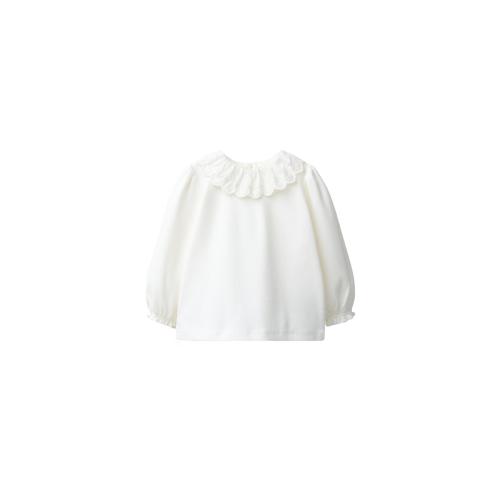 EMBROIDERED PETER PAN COLLAR TOP - Ecru | ZARA United States