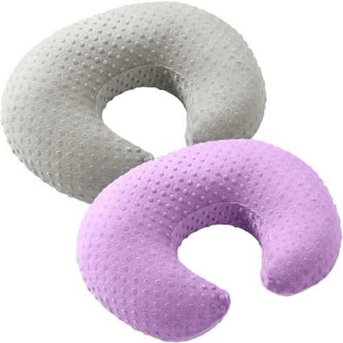 Homiest Light Gray & Light Purple Minky Dot Nursing Pillow Cover Set
