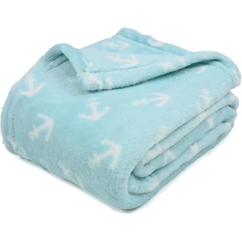 Baby Blanket for Boys and Girls, Ultra Soft Cozy Fluffy Nautical Anchor Toddler Flannel Blanket,Perfect for Bedding Crib Stroller (30x40 Inches)