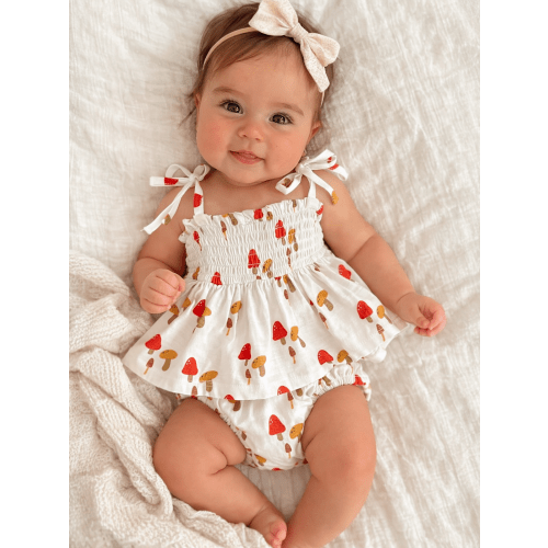 Mushroom / Organic Smocked Set