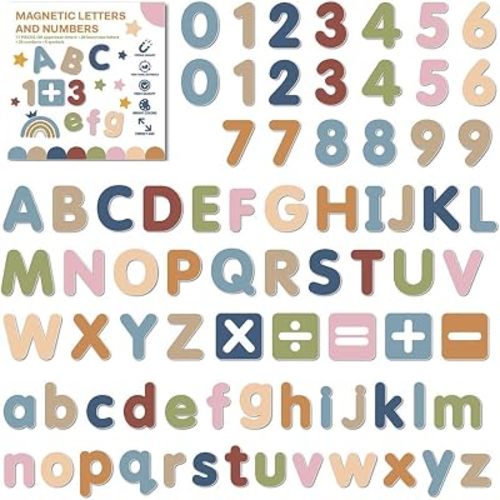 77 PCS Boho Magnetic Letters & Numbers Set, Uppercase & Lowercase Letters with Symbols, Full Magnetic Backing Decorative Fridge & Whiteboard Magnets, Earth Tone Home & Office Decor