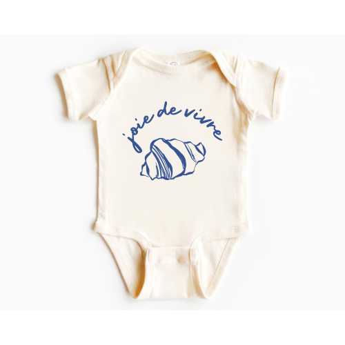 Joie de Vivre, Croissant Infant Bodysuit, Kid’s T-Shirt | Cute French Saying Tee | France Foodie Graphic Cotton Shirt | Gift Idea, Boy, Girl