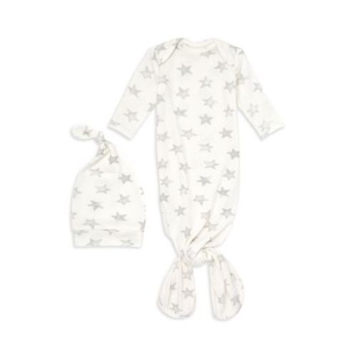 Unisex 2 Pc. Star Print Snuggle Knit Gown & Hat Set - Baby