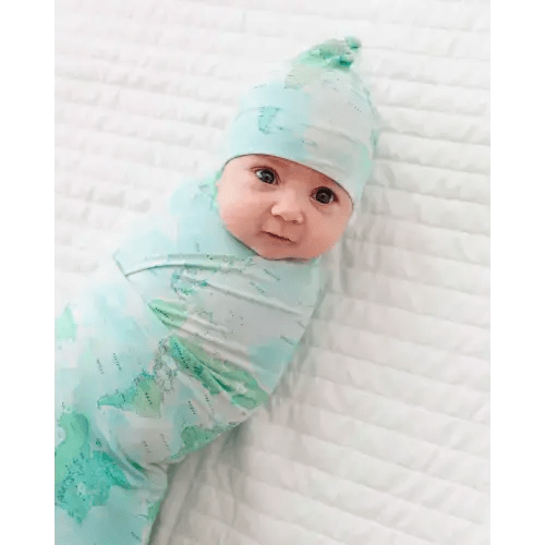 For What It's Earth Swaddle Beanie Set - Green