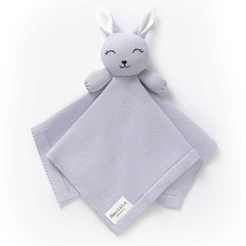 Organic Plush Lovey Security Blanket – Ultra-Soft Comfort Blanket for Newborns & Toddlers, Plush Snuggle Toy for Soothing, Perfect for Boys & Girls (Easter Bunny - Lavender)