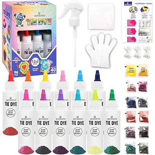 12 Colors Tie Dye Kit, Tie Dye Set for Kids, Pre-Filled Tye Dye Bottles, Non Toxic Permanent Fabric Dye Art Set, Easy DIY Fabric Art - Create Fun