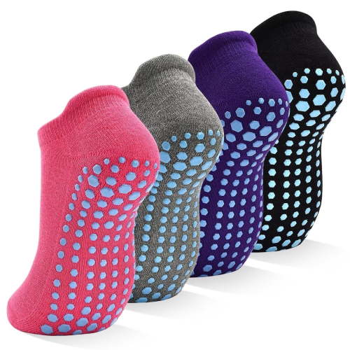 Tphon Women Non Slip Socks, 4 Pairs Yoga Pilates Anti Skid Socks Woman Hospital Gripper Socks Size 5-12