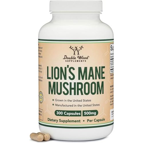 Organic Lions Mane Mushroom Capsules (300 Count), for Focus Support and Immune Health, Third Party Tested and Grown in The USA - by Double Wood