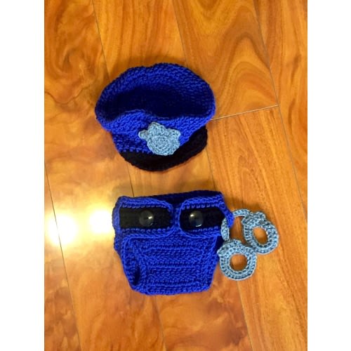 Crochet Baby Police Officer Costume Blue or Pink!