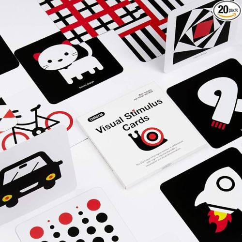 beiens High Contrast Baby Flashcards, Black White Color Newborn Brain Development Toys, Visual Stimulation Learning Activity Cards, Educational Infants Gift (Black White Color(for 3-6 Months))