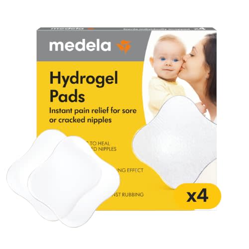 Medela Soothing Hydrogel Pads for Nipples, Reusable 24 Hours, Pack of 4 | Instant Pain Relief for Breastfeeding & Pumping, Dermatologically Tested, Individually Wrapped, Breastfeeding Essentials