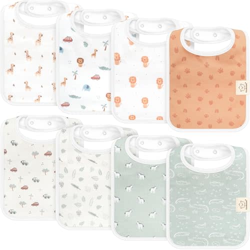 KeaBabies 8-Pack Organic Baby Bibs for Boys, Girls - Super Absorbent Cotton Drool Bibs for Baby Girl & Boy, Teething Toddler, Drooling Newborn, Ultra Soft & Machine Washable (Wilderness)