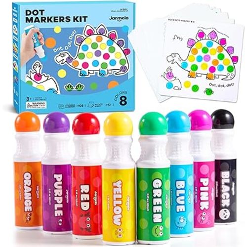 Jar Melo Washable Dot Markers for Toddlers, 8 Colors, Large 60ML