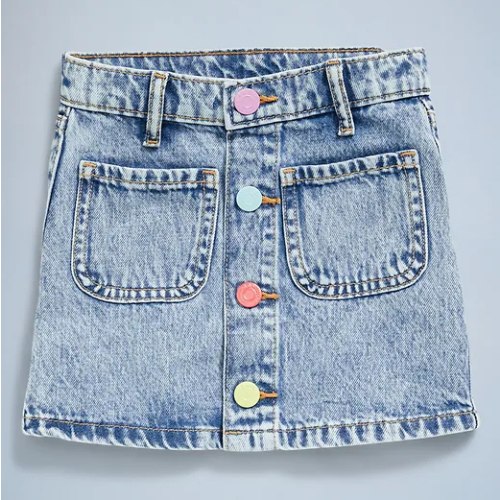 Printed High-Waisted Button-Front Jean Skirt for Toddler Girls