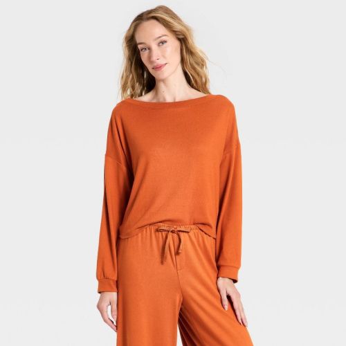 Women's Cozy Boatneck Pullover Sweatshirt - Auden™ Orange XXL