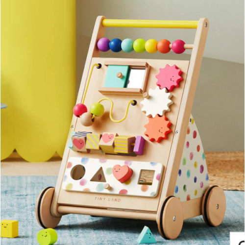 Tiny Land® Premium Natural Wooden Activity Walker