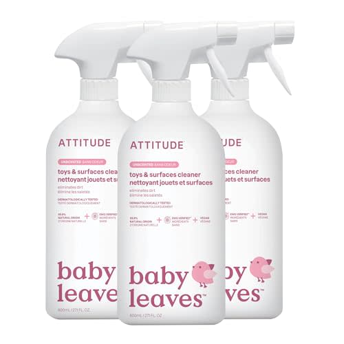 ATTITUDE Toy and Surface Cleaner, EWG Verified, Plant- and Mineral-Based, Vegan Household Products, Unscented, 27.1 Fl Oz (Pack of 3)