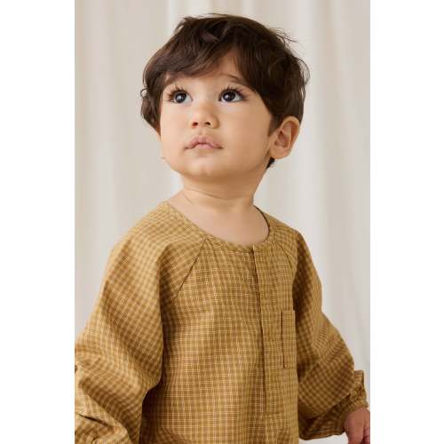 Organic Cotton Milton Onepiece - Windowpane Check Buckwheat, Size 6-12