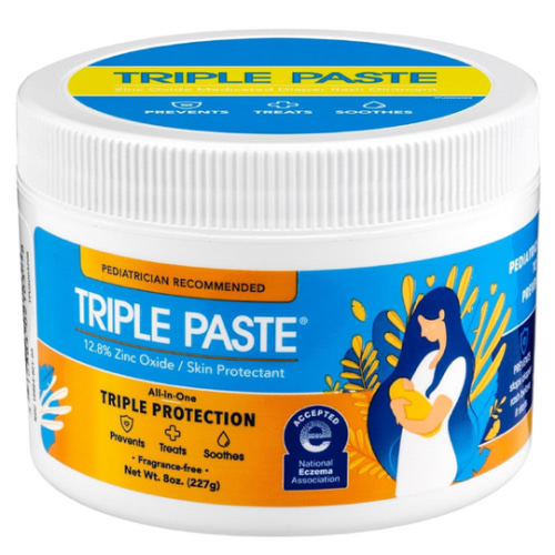 Triple Paste Diaper Rash Cream for Baby - 8 Oz Tub - Zinc Oxide Ointment Treats, Soothes and Prevents Diaper Rash - Pediatrician-Recommended Hypoallergenic Formula with Soothing Botanicals