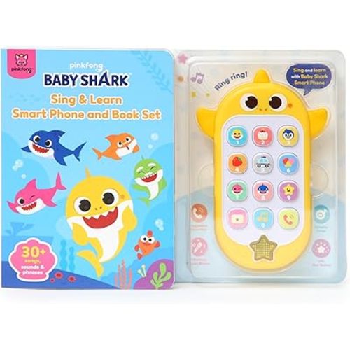 Baby Shark Sing & Learn Smart Phone and Book Set: Interactive Learning Toys with Sound and Music, Ideal Educational Gifts for Kids