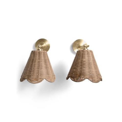 2pk 13.3in Rechargeable Rattan Scalloped Shade Wall Sconces | Home | TJ Maxx