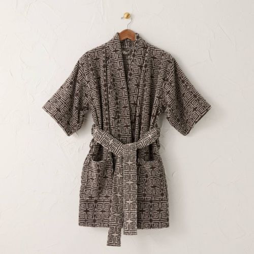 S/M Ethel Robe Black/White - Opalhouse™ designed with Jungalow™: Cotton Terry Bath Body Wrap, Geometric Pattern