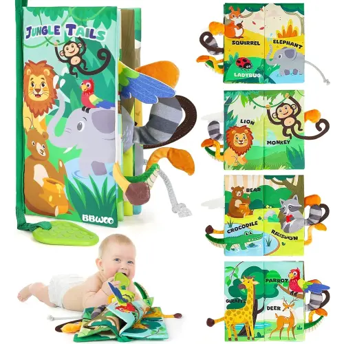 Baby Books 0-6 Months - Baby Boys Girls Shower Gifts - Tummy Time Baby Toys 0-6 6-12 Months - Crinkle Cloth Book - Infant Toys - Newborn Books - Touch and Feel Baby Books - Soft Stroller Toys