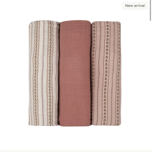 Baby Girl Muslin Swaddle Blanket 3-Pack | Jersey Cotton | Linear Tulip | Ely's & Co – Ely's & Co.